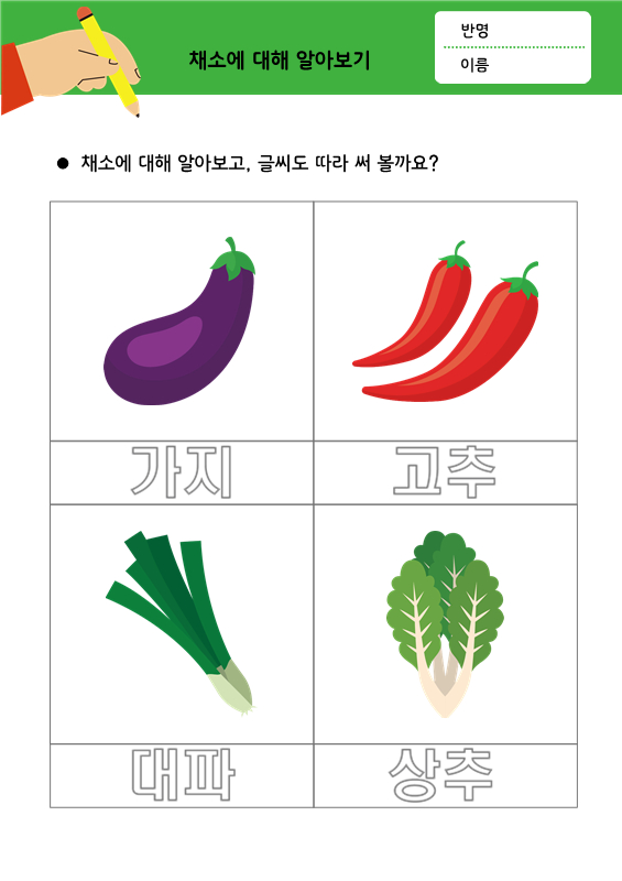 [따라쓰기] 채소에 대해 알아보기 2