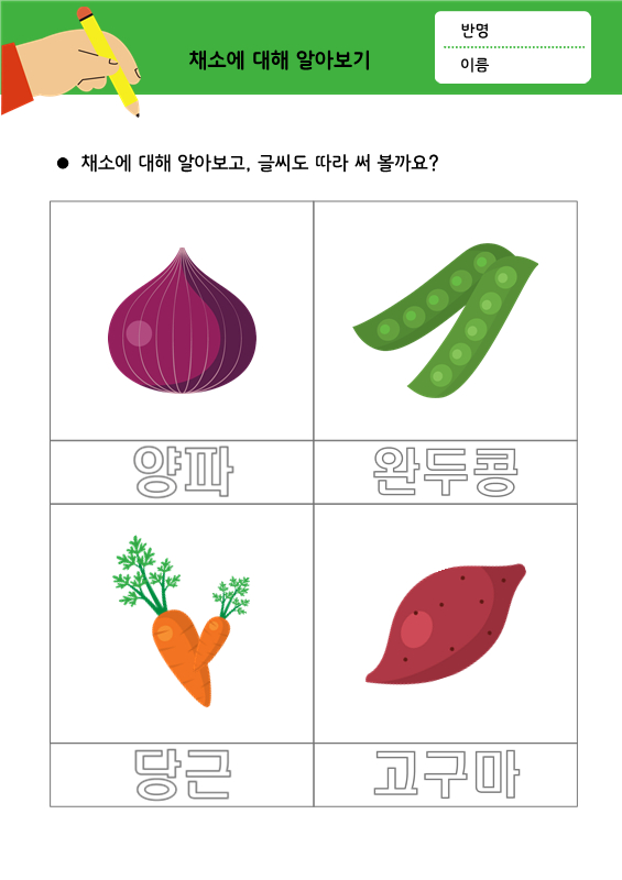 [따라쓰기] 채소에 대해 알아보기 3