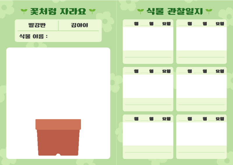 '꽃처럼 자라요' 식물 관찰일지