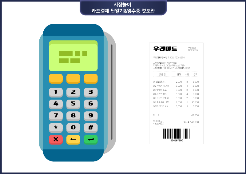 시장놀이_카드 결제 단말기, 영수증 컷도안 