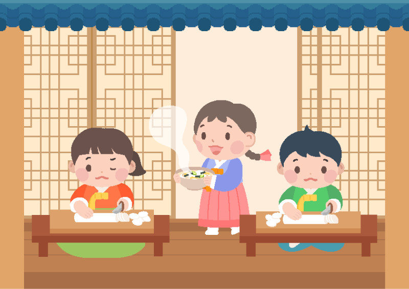 떡국 요리 시간! 가래떡을 썰어요. (배경 그림도안)