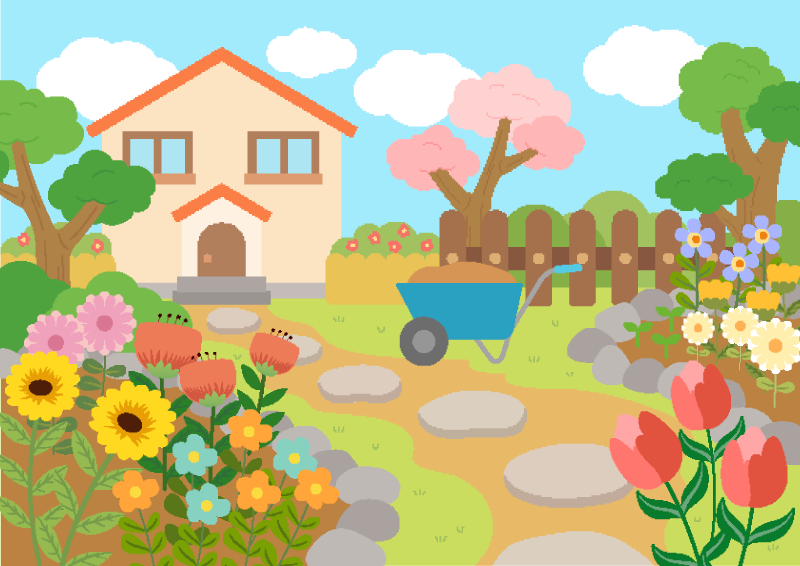 앞 마당 가드닝 정원 배경